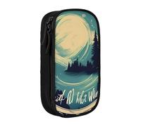 Trousse à crayons pratique avec impression « Not All Who Wander are Lost » - Multi-compartiments - Pour bureau, voyage, école, art quotidien, Noir , Taille unique, Poche de rangement