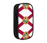Trousse à crayons pratique avec imprimé drapeau de la Floride - Plusieurs compartiments - Pour bureau, voyage, école, art quotidien, Noir , Taille unique, Poche de rangement