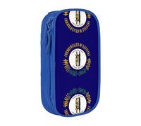 Trousse à crayons pratique avec imprimé drapeau de l'État du Kentucky - Plusieurs compartiments - Pour bureau, voyage, école, art quotidien, bleu, Taille unique, Poche de rangement