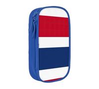 Trousse à crayons pratique avec imprimé drapeau néerlandais multi-compartiments pour bureau, voyage, école, art quotidien, bleu, Taille unique, Poche de rangement