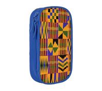 Trousse à crayons pratique avec motif ethnique africain - Plusieurs compartiments - Pour bureau, voyage, école, art quotidien, bleu, Taille unique, Poche de rangement