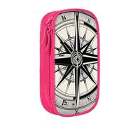 Trousse à crayons pratique avec motif Loi de la boussole - Multi-compartiments - Pour bureau, voyage, école, art quotidien, rose, Taille unique, Poche de rangement