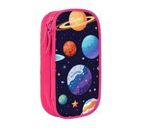 Trousse à crayons pratique multi-compartiments Motif planète Pour bureau, voyage, école, art quotidien, rose, Taille unique, Poche de rangement