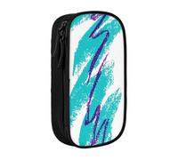 Trousse à crayons pratique multi-compartiments Motif tasse des années 90 Pour bureau, voyage, école, art quotidien, Noir , Taille unique, Poche de rangement