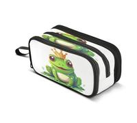Trousse à crayons Prince grenouille, grande capacité pour garçons et filles, trousse à crayons à 3 compartiments pour étudiants, papeterie, marqueur pour l'école, le bureau, le travail, Prince