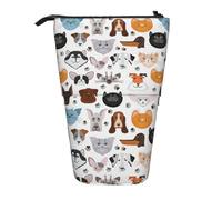 Trousse à crayons réglable avec visages de chat et de chien, bouledogue, beagle, labrador, pour bureau, voyage, papeterie