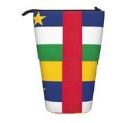 Trousse à crayons rétractable verticale avec drapeau de l'Afrique centrale, sac de rangement quotidien, pour l'école, le bureau, le maquillage