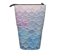 Trousse à crayons rétractable verticale avec écailles de sirène colorées, sac de rangement quotidien pour l'école, le bureau, le maquillage