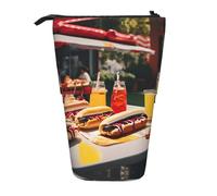 Trousse à crayons rétractable verticale avec hot-dogs et limonade pour Noël, vacances, Nouvel An