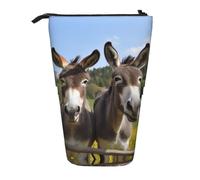 Trousse à crayons rétractable verticale avec motif d'ânes mignons, facile à utiliser, taille réglable selon les besoins, Noir , Taille unique, Cartable