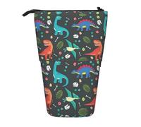Trousse à crayons rétractable verticale motif dinosaure, facile à utiliser, taille réglable selon les besoins, Noir , Taille unique, Cartable
