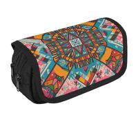 Trousse à crayons rétro style pop art grande capacité boîte à stylos double fermeture éclair sac de rangement 2 compartiments sac portable multifonction organisateur de bureau trousse à stylos, Style