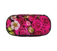 Trousse à crayons réutilisable avec imprimé roses en bourgeon, pour étudiants, stylos, maquillage, trousse de toilette facile d'accès, Noir , Taille unique, Organiseur de sac