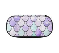 Trousse à crayons réutilisable motif sirène rose violet aqua thé élégant écolier étudiants stylos maquillage trousse de toilette facile d'accès, Noir , Taille unique, Organiseur de sac