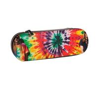 Trousse à crayons rigide en cuir synthétique - Étanche - Pour l'école, les voyages, les cosmétiques et les cadeaux, Tie Dye Hippies, Taille unique, Cartable