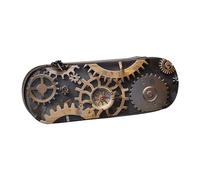 Trousse à crayons rigide en cuir synthétique - Étanche - Pour l'école, les voyages, les cosmétiques et les cadeaux, Engrenages mécaniques Steampunk., Taille unique, Cartable