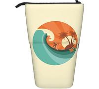 Trousse à crayons Rolling Waves Tropical Island Cocotier Summer Sea Orange Blue - Trousse à crayons verticale avec fermeture éclair - Support portable pour enfants et adultes, multicolore, Taille