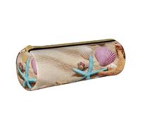 Trousse à crayons ronde en cuir avec fermeture éclair - Motif tigre papillon et oiseau - Trousse ronde imprimée - Jolie trousse à crayons avec fermeture éclair - Pour l'école, coquillages, étoile de