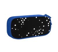 Trousse à crayons ronde noire avec motif à pois - Pour ranger des cosmétiques, des outils artistiques - Fournitures pour étudiants et enseignants - Utilisation polyvalente, bleu, Taille unique