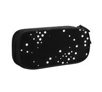 Trousse à crayons ronde noire avec motif à pois - Pour ranger des cosmétiques, des outils artistiques - Fournitures pour étudiants et enseignants - Utilisation polyvalente, Noir , Taille unique