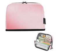 Trousse à crayons rose abstrait dégradé de flou grande trousse à crayons avec fermeture éclair pour adolescentes et filles - Impression artistique pour la rentrée scolaire - Fournitures de bureau pour