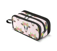 Trousse à crayons rose avec fermeture éclair - Grande trousse de rangement pour adolescentes et filles - Fournitures de papeterie pour la rentrée scolaire - 22,5 x 9 x 11 cm