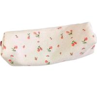 Trousse à crayons rose pour femme avec motif floral en toile - Grande trousse à crayons - Porte-monnaie - Sac de rangement simple pour cosmétiques - Trousse de maquillage pour bureau, stylos, crayons