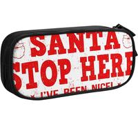 Trousse À Crayons Santa Stop Here I've Been, Grande Capacité Grande Pochette Porte-Stylo