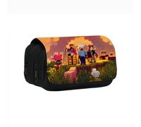 Trousse à Crayons Scolaire Minecraft, Trousse À Crayons Avec Double Fermeture Éclair, Trousse à Crayons pour Enfants étudiants-A