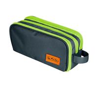 Trousse à Crayons Scolaire Trousse de Toilette Triple Herlitz Neon Kiwi - 3 Compartiments, Organisateur à Rabat, Poche en Maille, Support, Vert Foncé/Citron (23,5x11x7,5 cm)