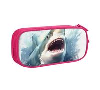 Trousse à crayons Shark in The Sea - Fermeture éclair lisse - Grande trousse portable - Pour fournitures scolaires et maquillage, rose, Taille unique, Trousse de beauté