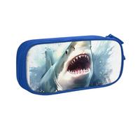 Trousse à crayons Shark in The Sea - Fermeture éclair lisse - Grande trousse portable - Pour fournitures scolaires et maquillage, bleu, Taille unique, Trousse de beauté