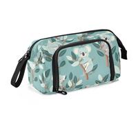 Trousse à crayons souple de grande capacité avec poignée pour adultes et cosmétiques Motif koala Bleu écume de mer