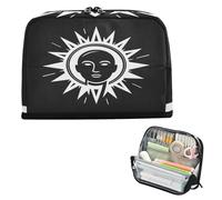 Trousse à crayons souple de grande capacité pour adolescents, voyage, soleil, noir et blanc, cartucheras para mujer