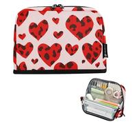 Trousse à crayons souple de grande capacité pour étudiants, fournitures scolaires, imprimé léopard rouge, Saint-Valentin