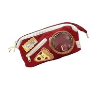 Trousse à crayons spacieuse en polyester multi-compartiments pour l'école, le bureau, la papeterie et le maquillage, Sac pour stylo à pizza, Beauté de masse