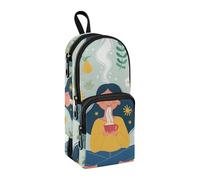 Trousse à crayons Spring Girl - Grande capacité - Avec compartiment - En forme de cartable - Pour l'école, le bureau, le travail, Thé à boire Spring Girl, Taille unique, Mallette