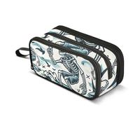 Trousse à crayons squelette Catch A Wave on The Surf - Grande capacité - Pour garçons et filles - 3 compartiments - Trousse à crayons pour étudiants, papeterie, marqueur pour l'école, le bureau, le