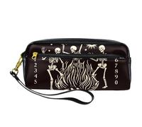 Trousse à crayons, squelette d'esprit, pochette en cuir synthétique avec fermeture éclair pour garçons et filles, fournitures scolaires et de bureau