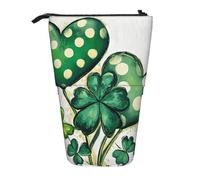 Trousse à crayons St.Patrick avec motif trèfle et cœur télescopique - Pour l'école, le bureau, les voyages