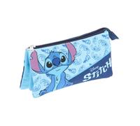 Trousse à crayons Stitch bleu - Disney - 3 compartiments, fermeture éclair - 22 x 11 cm - Couleur:Bleu Taille:Taille Unique - Bleu