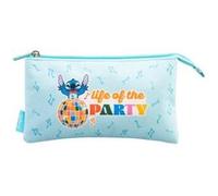 Grupo Erik Trousse scolaire Stitch Waves – 3 compartiments, 3 fermetures éclair – Disney Bleu clair