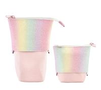 Trousse à Crayons Télescopique ,2-in-1 Trousse Retractable Crayon,Trousse Scolaire, Pop-up Papeterie Debout Étui Sac à Crayons avec Fermeture à GlissièRe pour Papeterie CosméTique Le Bureau L'école