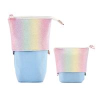 Trousse à Crayons Télescopique ,2-in-1 Trousse Retractable Crayon,Trousse Scolaire, Pop-up Papeterie Debout Étui Sac à Crayons avec Fermeture à GlissièRe pour Papeterie CosméTique Le Bureau L'école