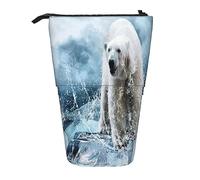 Trousse à crayons télescopique avec drapeau britannique - Trousse de maquillage portable pour adolescentes, filles et adultes, Ours polaire blanc cool, Pencil Telescopic, Trousse de beauté