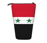 Trousse à crayons télescopique avec drapeau de la République arabe syrienne en tissu Oxford portable pour garçons filles adolescents étudiants bureau, Noir , Taille unique