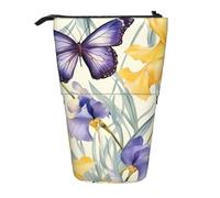 Trousse à crayons télescopique avec fleurs et papillons d'iris - Pour l'école, le bureau, les voyages