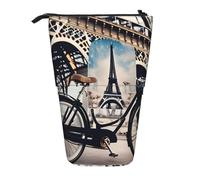 Trousse à crayons télescopique avec imprimé Tour Eiffel Paris romantique Grande capacité Pop Up Rangement Maquillage pour fournitures de bureau