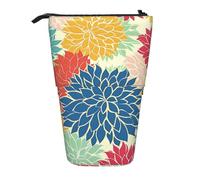 Trousse à crayons télescopique avec motif chrysanthème - Fleur colorée - Pour l'école, le bureau, les voyages