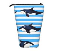 Trousse à crayons télescopique avec motif de baleine sur pied, motif requin, pour l'école, le bureau, les voyages